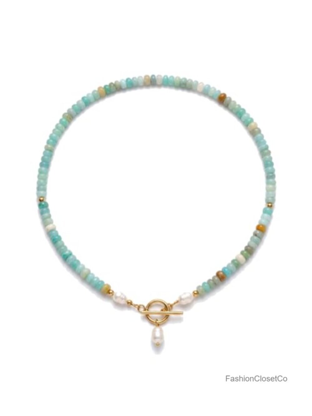 Bohemian Turquoise Beaded Choker Necklace Statement Boho Pearl Link